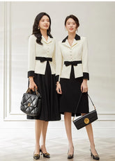 Elegant Black and Cream Skirt Suits